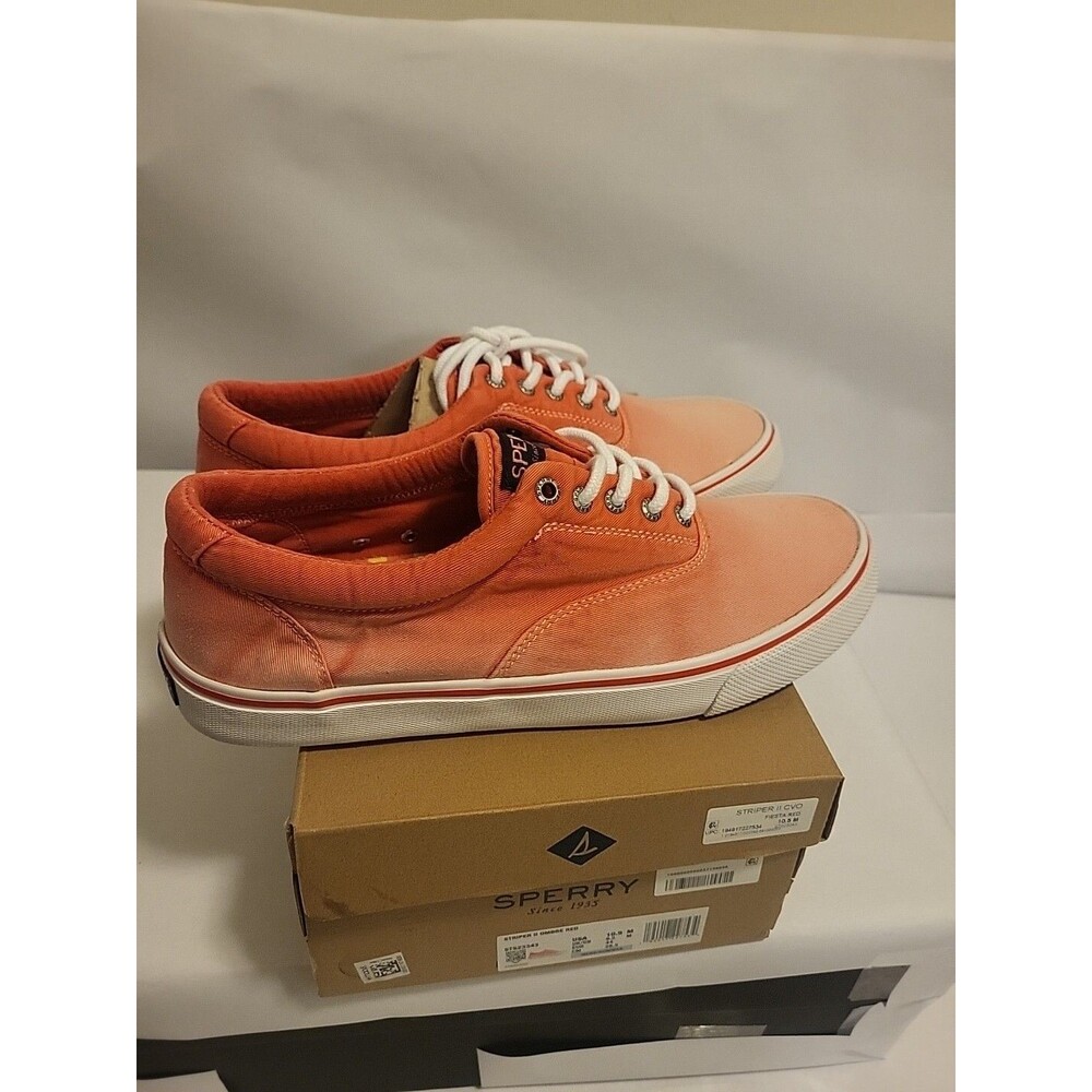 Sperry Top Sider Sneakers Men's Size 10.5 Red Ombre Canvas Casual Trainer Shoes